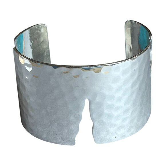 Rustic Cuff 2" Wide "Broken Wall" Cuff Bracelet Stainless/brass  Signed - Picture 1 of 5